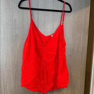 Ava & Viv Bright Red Ruched V-Neck Camisole
